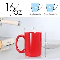 Smilatte 450ml Porzellan Kaffeetassen, Große Tassen Set 4er, Keramik Teetasse Groß mit Griff Coffee Mug Cup für Tee Cappuccino, Rot – Ansicht 3