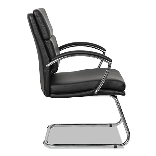 Alera Nr4319 Neratoli Series Slim Profile Guest Chair, Black Soft Leather, Chrome Frame #TOP2