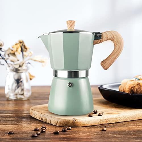VINEKRAFT Moka Pot, Espresso Maker, Aluminium Stove Top Coffee Maker with a Coffee Clip Spoon, 300ml/6 Cups