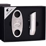 ポータブルシガーライターとシガーカッターセットジェットブルートリプル調節可能な炎詰め替え可能なブタントーチギフトボックス付き …,Silver