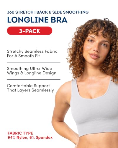 Image of Fruit of the Loom Women's 3-Pack Seamless Full-Coverage Back Smoothing Wireless Bra
