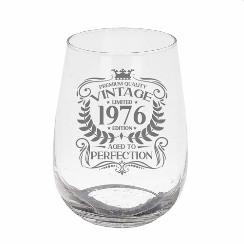 Vaso de ginebra de 1976 sin tallo de 590 ml para cumpleaños vintage 7