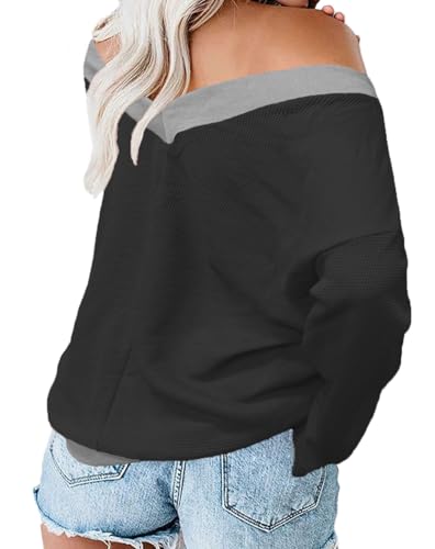 Plus-Size-Sweaters for Women Long Sleeve Waffle Knit V Neck Pullover Tops 1X-5X2