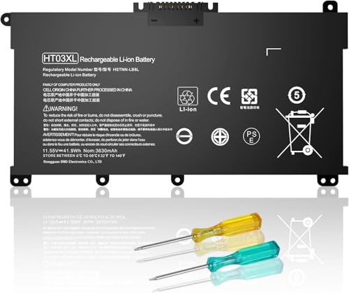 HJTPOWER HT03XL HTO3XL L11119-855 Laptop Battery Replacement Fit for HP 14M-DH0003DX 14M-DH1003DX 15T-DA000 15T-CS200 15-CW1XXX 15T-CS300 Pavilion 15-DA 15-DB 15-DY 14-CE 17-BY 17-CA 11.55V 41.9WH