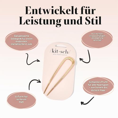Kitsch French Pin für Damen - Gold, 1 Stück – Ansicht 4