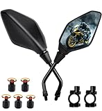 Motorrad Spiegel E Geprüft, Universal M8 M10, Motorrad Rückspiegel mit Rechtsgewinde und Linksgewinde, Motorradspiegel Lenkerendenspiegel Kompatibel mit Scooter, E-Bike, ATV, Moped
