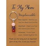 PRCOLUX Mom Birthday Gifts from Daughter Son - Natural Crystal Cute Keychain Gifts for Mom Mother 's Day Valentine's Day Christmas Gift (Mama gift)