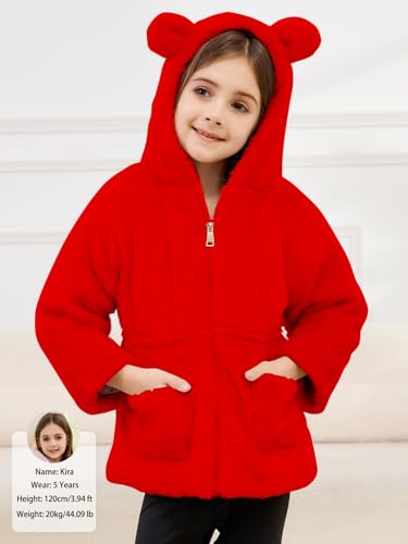 Arssm Girls Winter Warm Coats Kids Fleece Jacket Clothes Ear Hooded Faux Fur Thicken Outerwear4