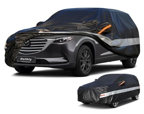 Image of 10 Layers SUV Car Cover Custom Fit for Mazda CX9 /CX90 (2007-2026) Waterproof All Weather for Automobiles, Outdoor Full Cover Sun UV Rain Protection with Cotton.Black