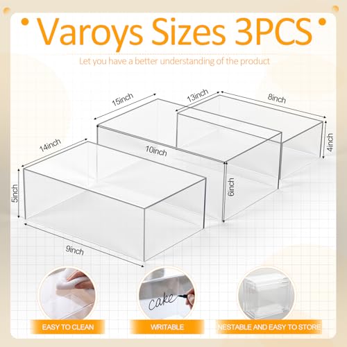 BrightRow 3 Pack Extra Large Acrylic Risers - Display Stands with Hollow Bottoms, Cube Buffet Riser Boxes Nesting for Dessert Food Catering Buffet Display Party Supplies (15”, 14”, 13”, Clear, 3 Pack) by BrightRow - Image 3