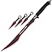 K EXCLUSIVE Red Guardian Ninja Sword and Kunai/Throwing Knife Set with Sheath