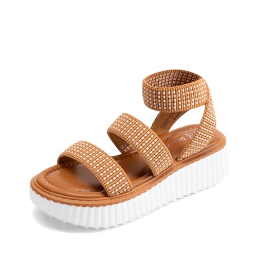 Image of DREAM PAIRS Girls Flatform Wedge Open Toe Platform Summer Sandals with Buckle Ankle Strap for Little Kid /Big Kid