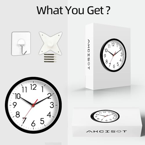 Akcisot Wall Clock, Modern Small Wall Clocks Battery Operated 8 Inch, Silent Non-Ticking Analog Classic For Office, Home, Bathroom, Kitchen, Bedroom thumb #5