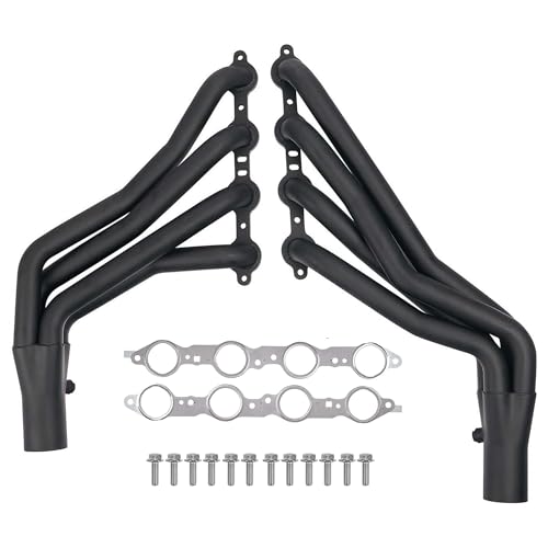 Long Tube Headers for LS Swaps Black Aluminized Thermal Barrier Coating with MLS Gaskets & Header Bolts Fits 7387 Chevy GMC C10 K10 and 8891 Square-Body Blazer Jimmy Suburban (Not OBS)