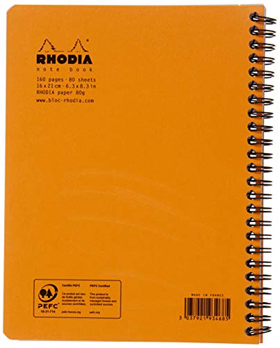 Rhodia Wirebound Notebook, A5+, Lined - Orange #TOP2
