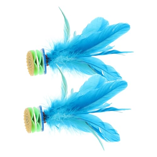 Kisangel 2 Piezas Volante Pajarito De Bádminton Juguetes De Ocio Lanzadera Patear Rodillos Bádminton De Pajarito Jianzi Bolas De Pajarito Pajaritos De Bádminton El Plastico Sky-Blue