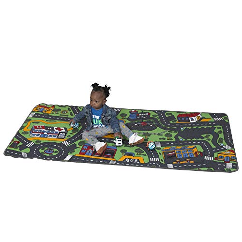 Children's Factory Learning Carpets City Life Play Carpet, 79"x36" Rect. Kids Playroom Road Rug, Classroom Furniture, Toddler Playmat Rug for Daycare or Homeschool, Multi Color (LC206)
