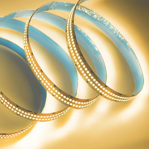 Image of SUYOOULIN LED Lights Strip, Dimmable DC 12V 16.4ft SMD 5054 (5050 Upgraed) Double Rows 1200 LEDs 25000LM Non-Waterproof LED Ribbon for Home Kitchen Decoration (Warm White 3500K)