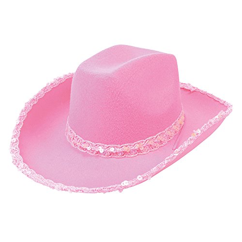 Bristol Novelty- Cappello da Cowboy in Feltro Rosa con Paillettes, Colore, Taglia Unica, BH205