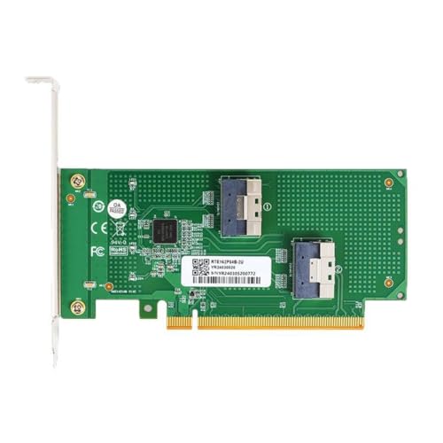Tarjeta PCIe X16 SlimSAS SFF-8654 8i extensor PCI4.0 dual canal para discos duros NVMe SSD