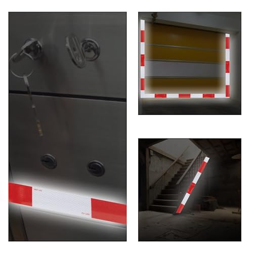 Swrt DC-N1 Dot-C2 Reflective Tape 2 Inch X 30 Feet Red White Reflective Tape Outdoor Waterproof Conspicuity Strong Adhesive Reflector Tape Warning Safety Reflective Tape thumb #5