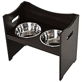 PawHut Erhöhter Hundenapf Höhenverstellbar Futternapf mit Ständer Wassernapf 2 x 2L Edelstahlnäpfen Langsamfutternapf verstellbar Fressnapf Futterstation Hundenäpfe für alle Hundegrößen, Kaffee