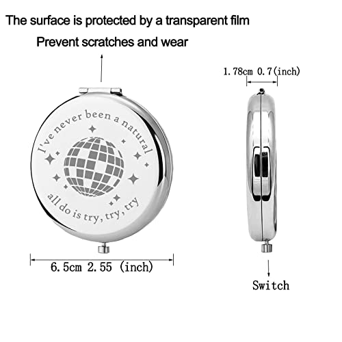 Jniap Singer Inspired Gifts Pocket Mirror Compact Makeup Mirror For Singer Fans Portable Travel Makeup Mirror Music Lover Gifts (Try Try Try M) #TOP1