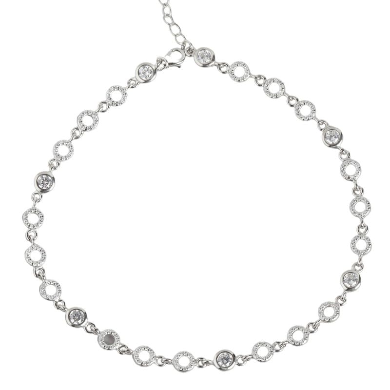 zavya 925 Sterling Silver Cubic Zirconia Rhodium Plating Chain Anklet (Single) | Gift for Women & Girls | 1 Year Plating Warranty-picture-7
