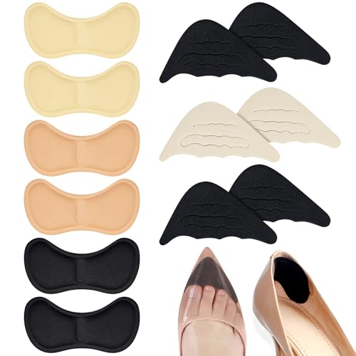 12 Pezzi Riempitivi Scarpe Inserti, Proteggi Tallone, Sponge Regolabili Scarpe Cuscinetto Punta Scarpe, Impugnature per Tallone per Scarpe, Solette Scarpe Ridurre Numero, Comodi Salvatallone (B)