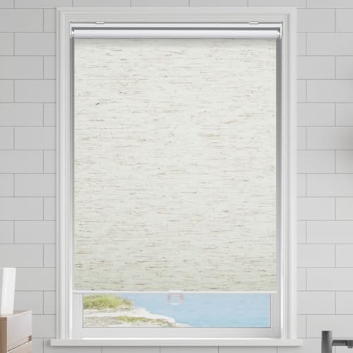 Image of AOSKY Blackout Cordless Roller Shade for Windows, 20 inchW x 72 inchH, Linen Cream