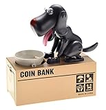PowerTRC My Dog Piggy Bank Cute Robotic Coin Munching Money Box (Black)
