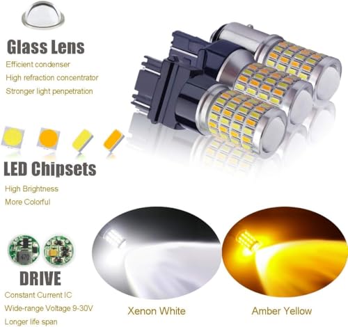 image for iBrightstar Super Bright 3157 4157 3155 3457 Switchback LED Bulbs with