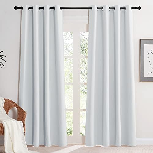 KGORGE Kälteschutz Thermovorhang mit Ösen Blickdichte Vorhänge | Grauweiß, 2er Set, 220 x 140 cm(HxB), Thermo Vorhang gegen Kälte, Verdunkelung, Sonnenschutz, für Schafzimmer/Wohnz