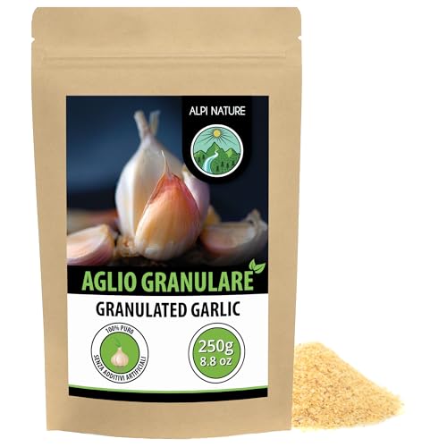 Alpi Nature Aglio Granulare 250g, Aglio Essiccato e Tritato, Condimento Granulare per Cucina