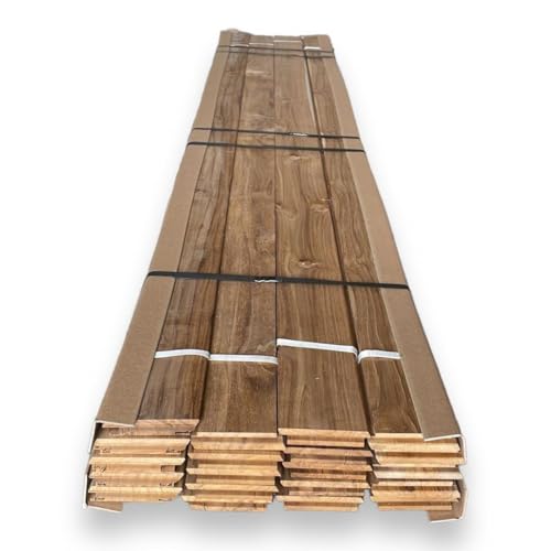MADERTERRANEO Paquete de 10 Lamas (2,10 m²) para Suelo Exterior de terraza en Madera Tropical de Teca 20 x 100 x 2100 mm