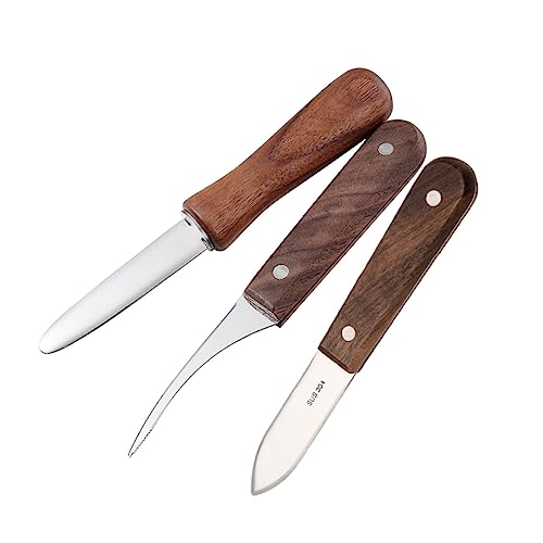HEMOTON Cuchillo para Ostras y Desvenador de Camarones Juego de Herramientas de Cocina Acero Inoxidable Mango Ergonómico para Pelar y Abrir Mariscos 2 Piezas Adecuado para Hogar y Restaurante