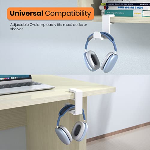 Image of 3in1 Rotating Headphone Holder - EURPMASK 3in1 PC Gaming Headset Holder w /Detachable Controller Holder, Adjustable Clamp-on Headset Stand,Headphone Hanger Hook Under Desk w /Cable Clip Organizer