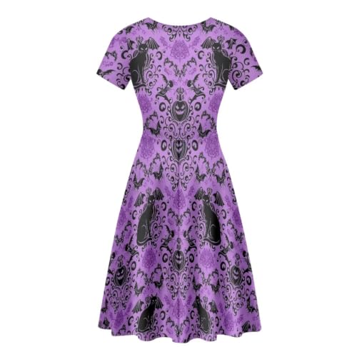 Image of POLERO Sunflower Dress for Women Floral Summer Dresses Short Sleeve Casual Sundresses Midi Dresses