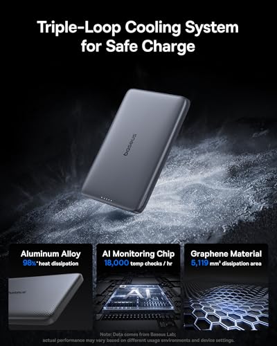 Baseus Picogo Magsafe Portable Charger, Qi2 Certified 0.5" Ultra Slim 15W Wireless Power Bank, 10000mAh 27W Fast Charging Magnetic Battery Pack with USB-C for iPhone 17/16/15/14/13/12 Series Only