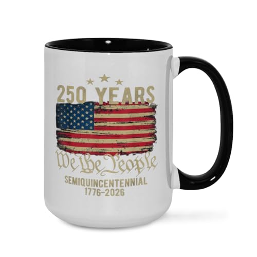 EWIEAM 250 Year American Anniversary Coffee Mug Gift For Men Women Office Worker Friends 11 oz
