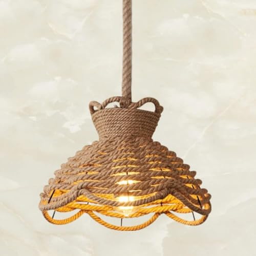 Suspension industrielle en corde de chanvre 37cm plafonnier cage rustique v-intage