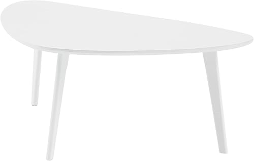 Miniatura 9 de Mesa de centro pequeña moderna de mediados de siglo, mesas de centro de madera ovalada vintage chic para sala de estar, textura de madera natural,