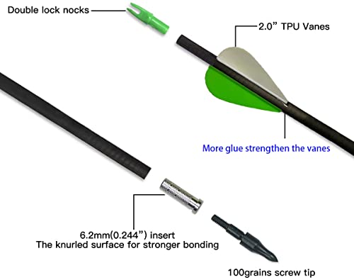 image for Zhao.Fu 29 Inch Carbon Arrow Practice Hunting Arrows Spine 400 with Re