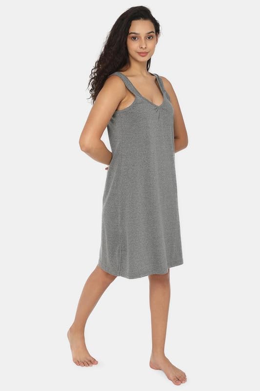 Image of INTIMACY LINGERIE Knee-Length Cotton Slips for Women Maxi Nighty Slip 3 /4 Slip Short Nighty Comfortable Cotton Night Slip for Women