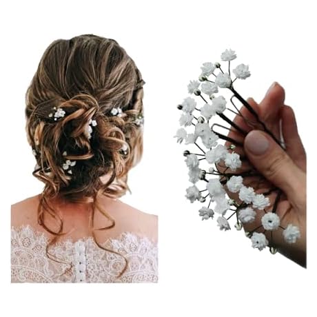Set of 5 Delicate and Enchanting Babys Breath Hair Pins