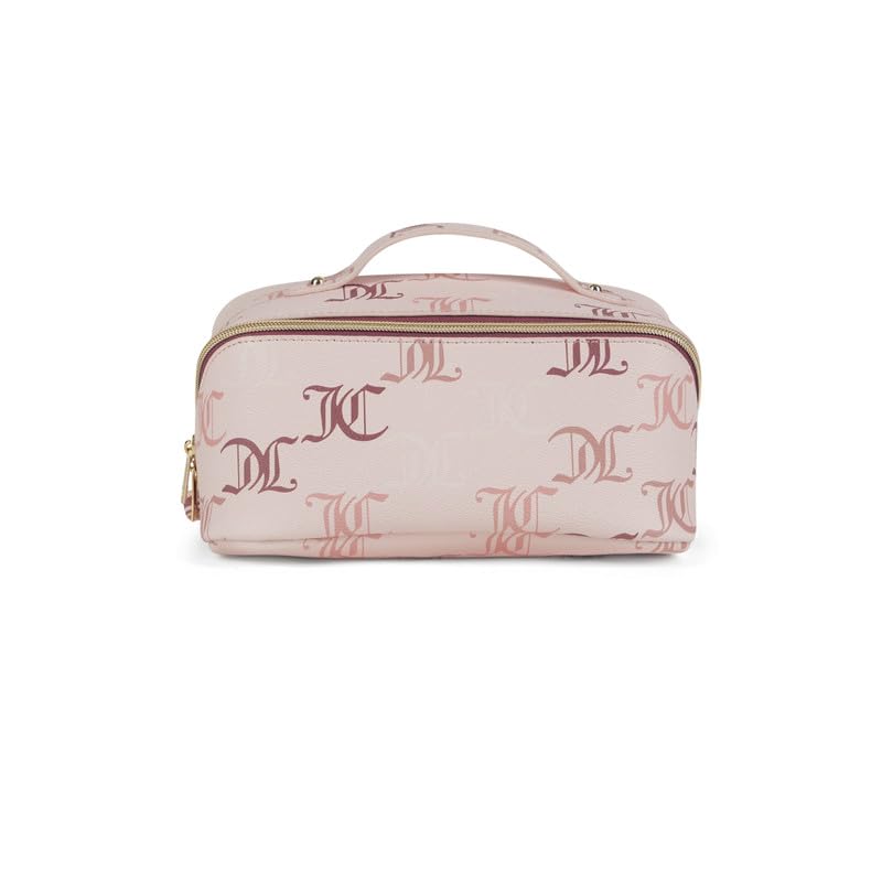 Women's Travel Toiletry Case Monoglam | Powder Pink Makeup Pouch with Zipper & Handle | Organizer Bag with Spacious Interior | Cosmetic Vanity Box-image-21