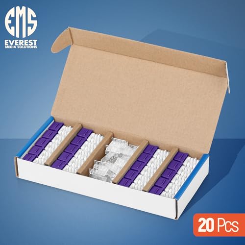 Image of Everest 90 Degree RJ45 Cat6 Keystone Jacks Slim Profile 20-Pack Purple | Compatible with 90 Angled Speed Termination Tool - easyJACK (B094WB91H3)