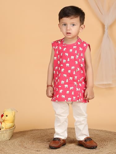 Image of POLKA TOTS Pure Cotton New Born Dress | Ultra-Soft, Breathable & Lightweight Sleeveless Jhabla Pant Set for Baby Boys & Girls | Baby Summer Clothes | Traditional Jabla & Pyjama Set for Newborns