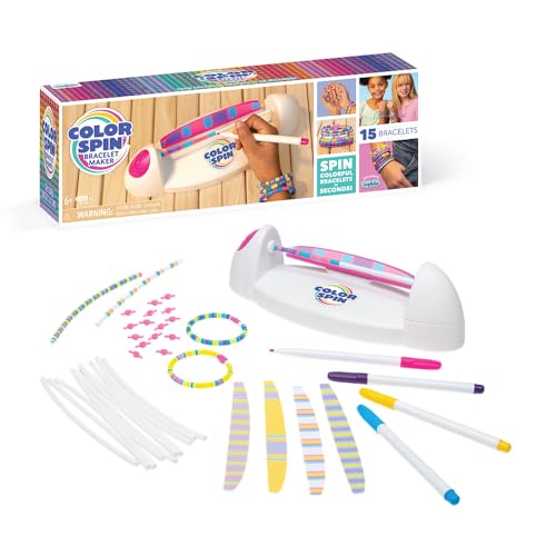 Colorspin Electric Friendship Bracelet Maker Kit - Make Bracelets in Minutes for Birthdays and Friendship Gifts - Make 15 Bracelets, Design, Markers Included, Ages 6+