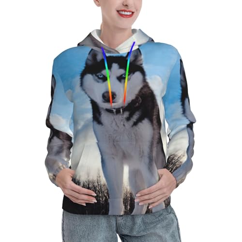 Sweat à capuche husky chaud pour femme contre le froid de l'automne